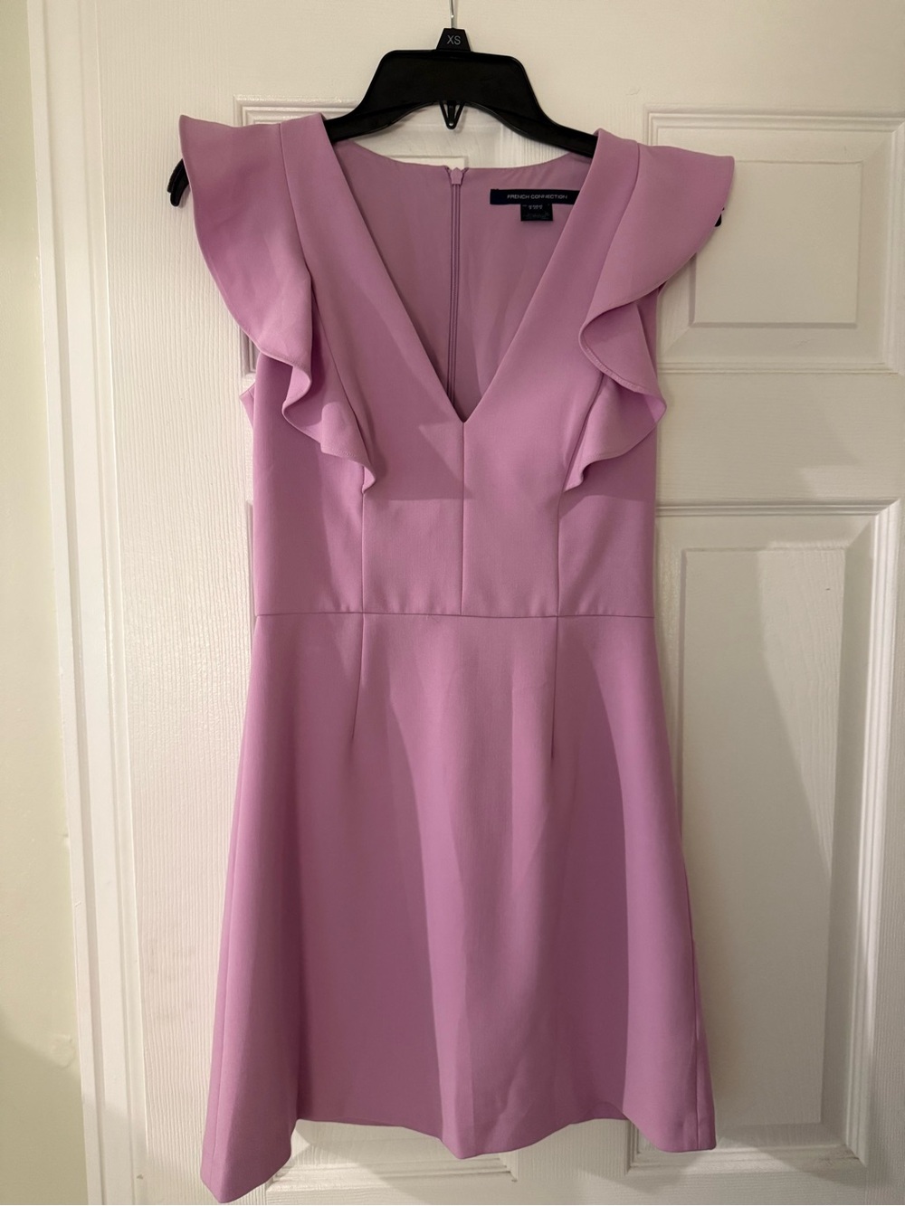 French Connection Lilac Ruffle V-Neck Mini Dress